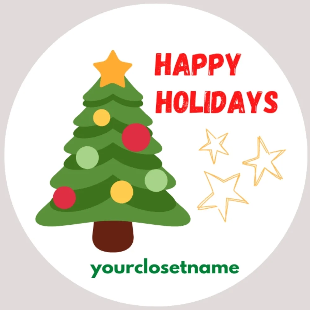 ♥️ 5x25 / 50 Thank Christmas tree holiday thank you stickers